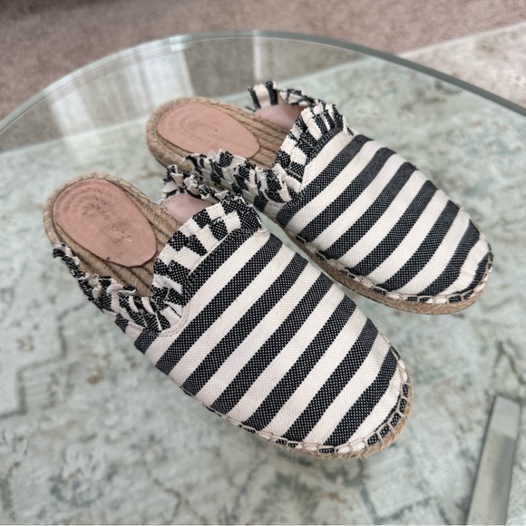 Kate Spade Striped Black and White Laila Espadrille Mules Women’s Size 8 - Picture 4 of 10